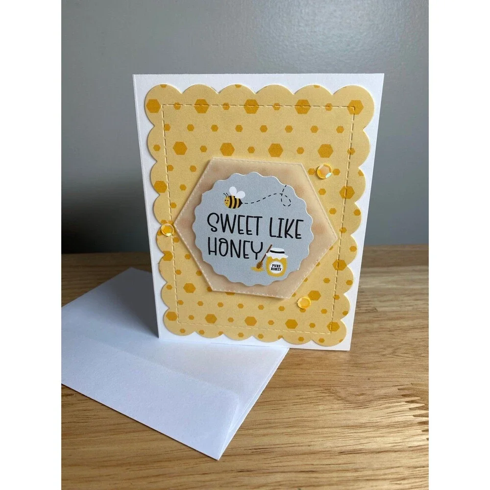 Bee & Honey Greeting Card – Handmade A2 Card – All Occasion Blank Card